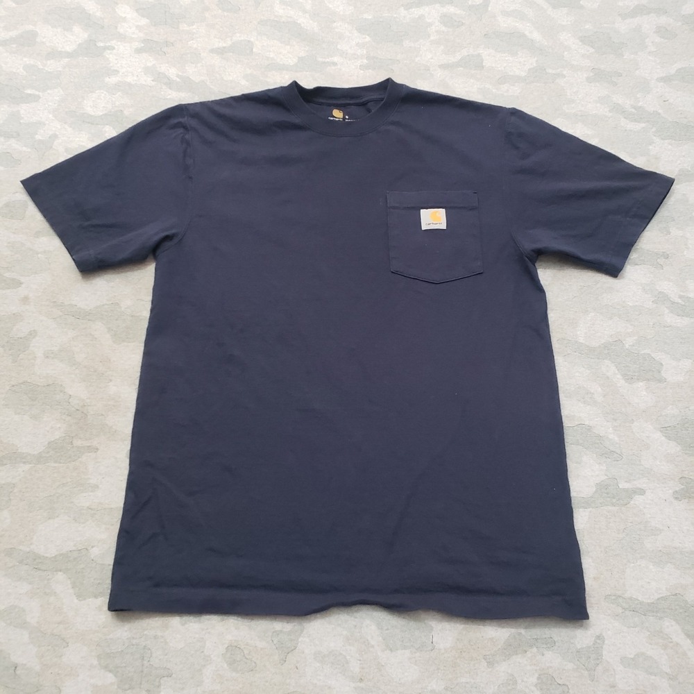 Carhartt Shirt Mens Small Blue Pockets Short‎ Sleeve Workwear